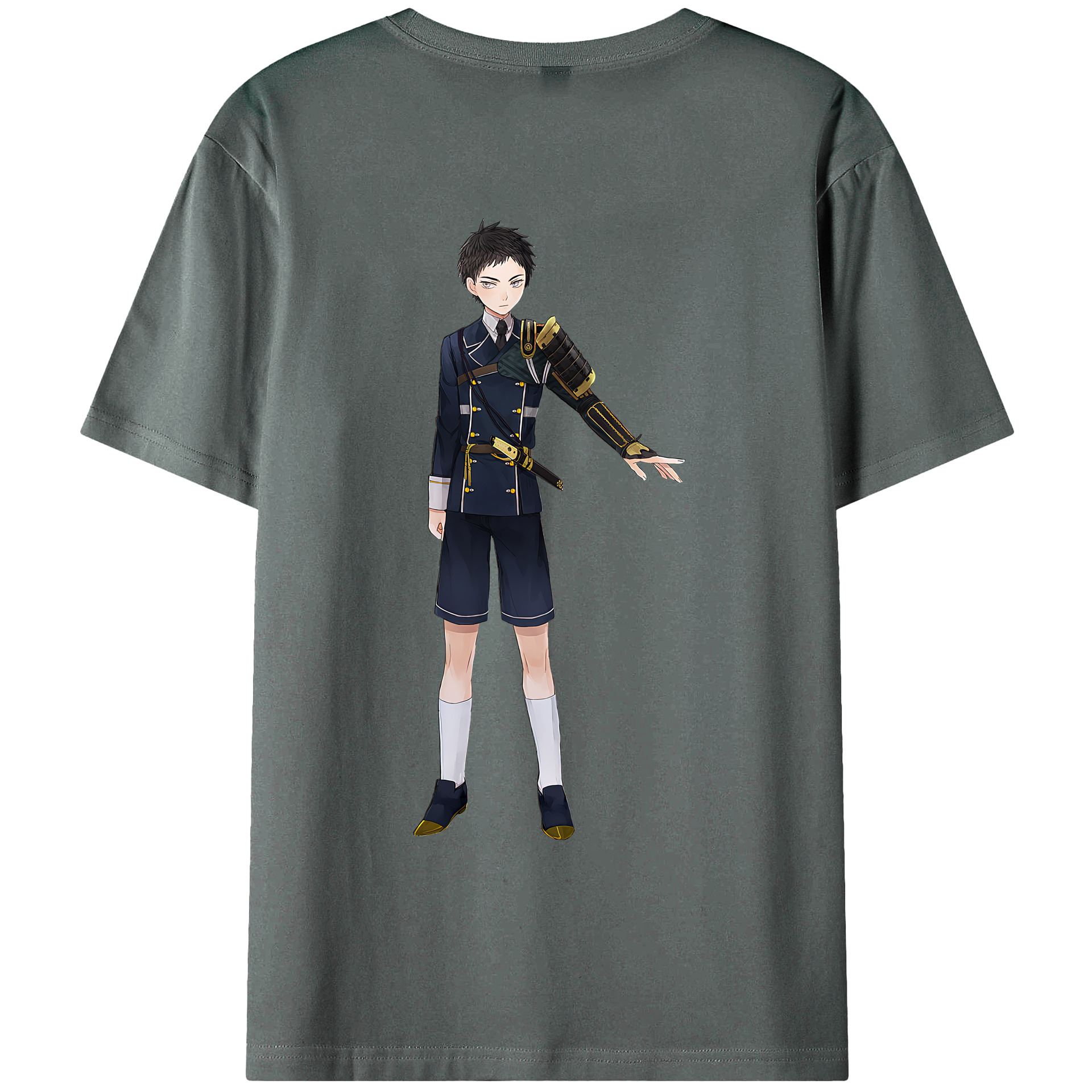 （画像用） 刀剣乱舞 Touken Ranbu 綿100％ メンズ半袖Tシャツ（バックプリント） 通気性